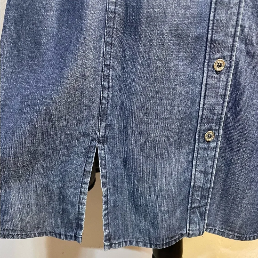 #0138 NWOT Tommy Hilfiger Never Worn Denim Button Down Dress w/ Tie at Top-8 - Picture 5 of 9